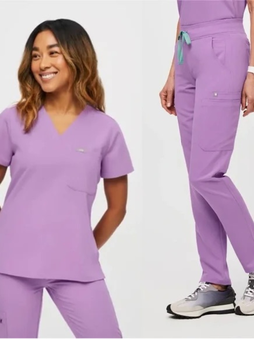 SET: Figs Lilac Dawn Catarina Scrub Top (S) & Kade Cargo Pant (M)